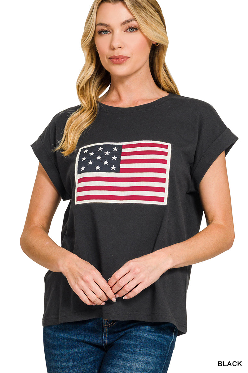 American flag patch tee
