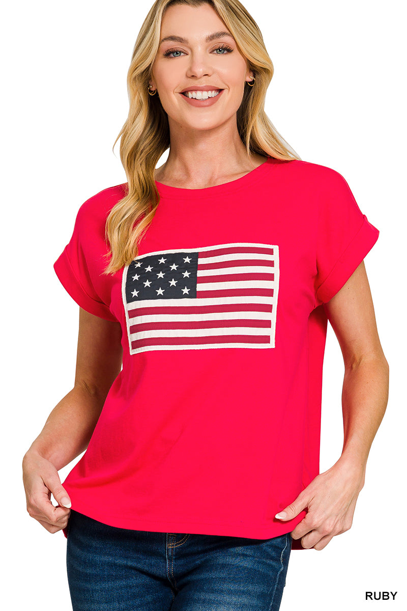 American flag patch tee