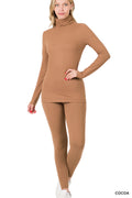Brushed dty microfiber turtleneck top & leggings set