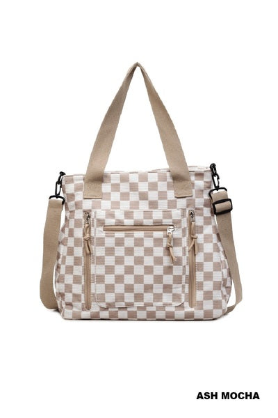 Checkmate carry all corduroy tote bag