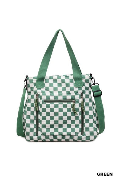 Checkmate carry all corduroy tote bag