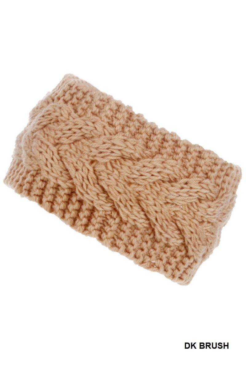 Crochet cable knitted headband warmer