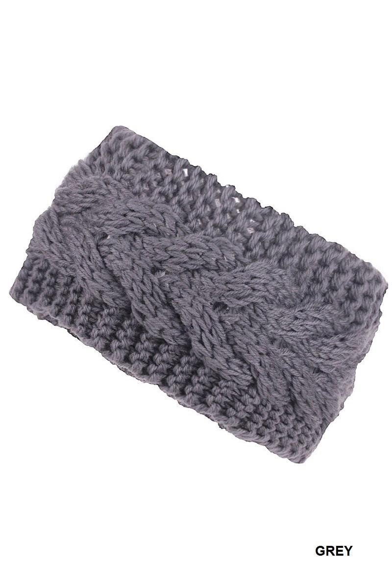 Crochet cable knitted headband warmer