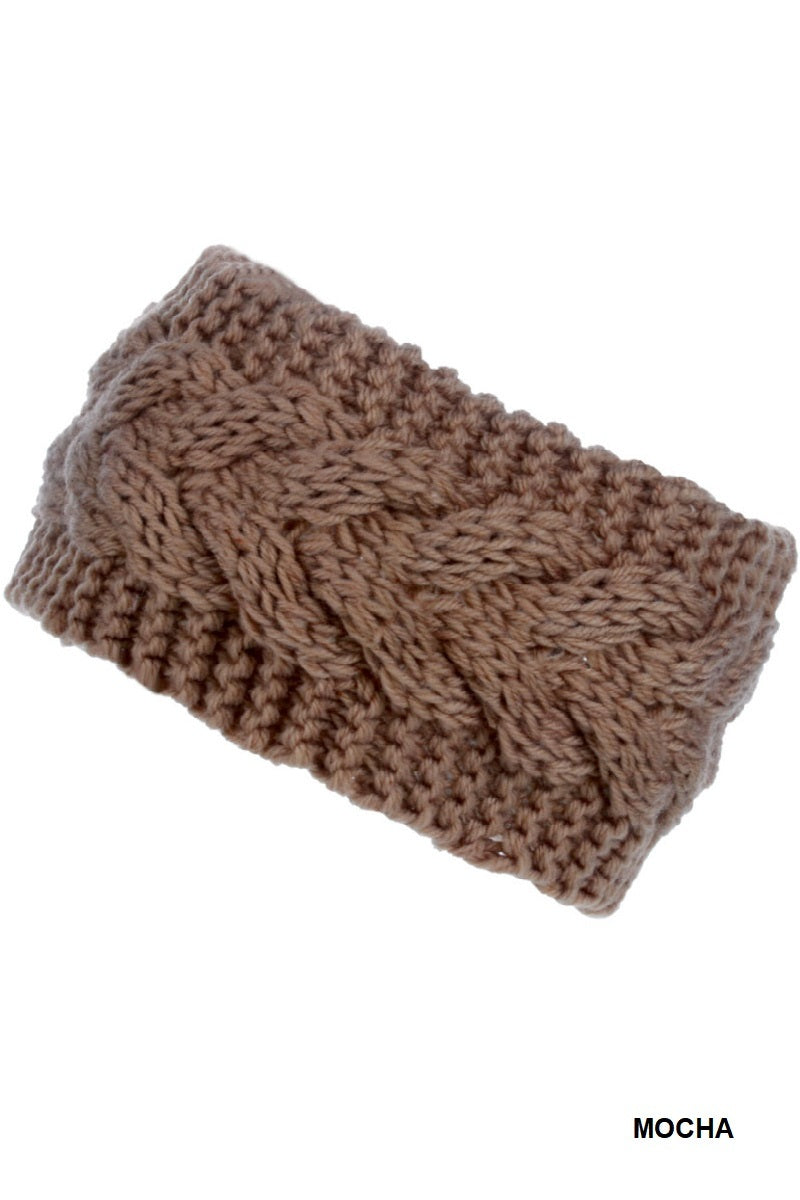 Crochet cable knitted headband warmer