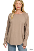 Cotton raglan sleeve thumbhole top