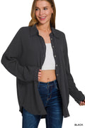 Double gauze oversized raw edge shirt