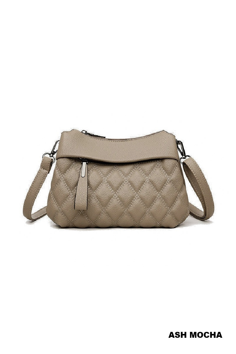 Diamond quilted crossbody shoulder bag