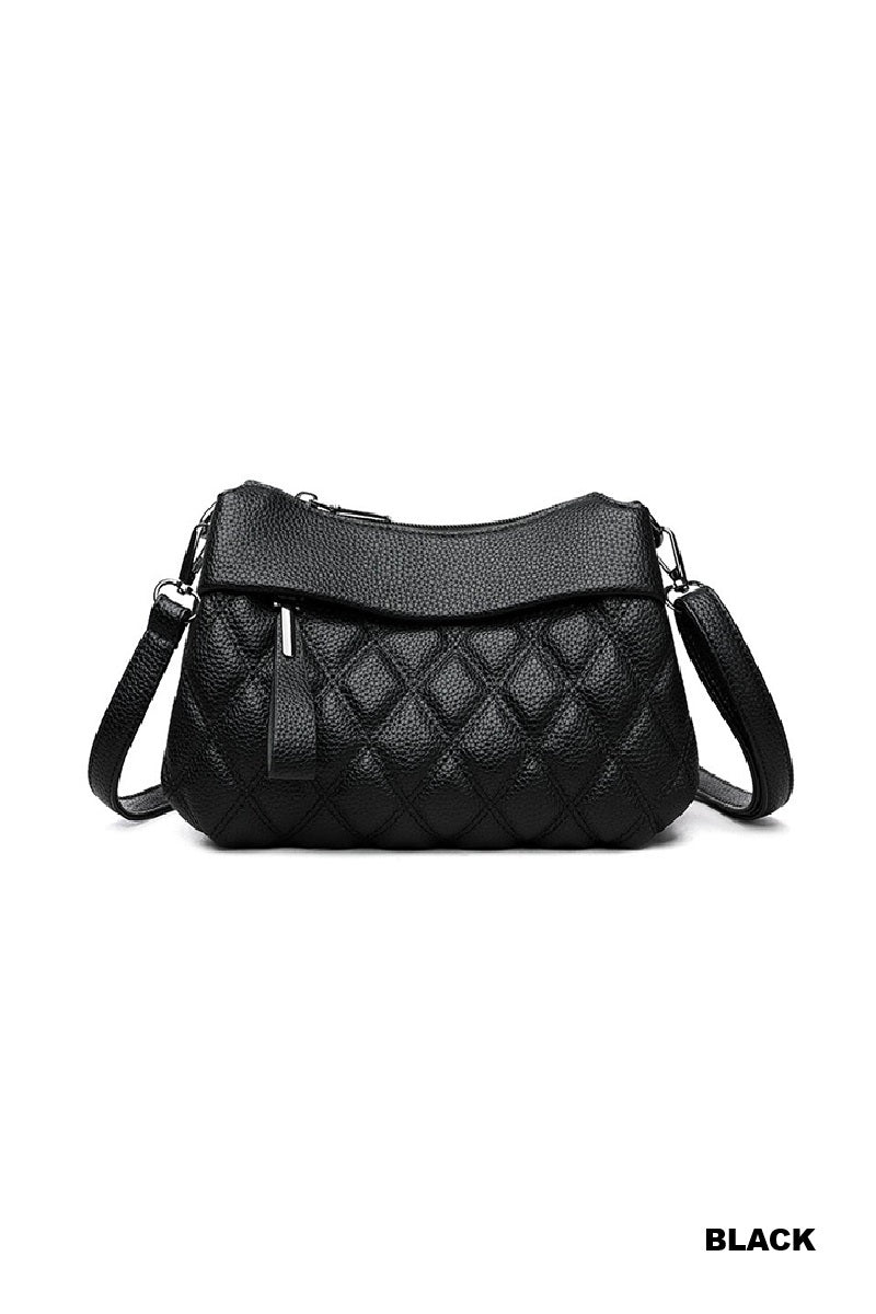 Diamond quilted crossbody shoulder bag
