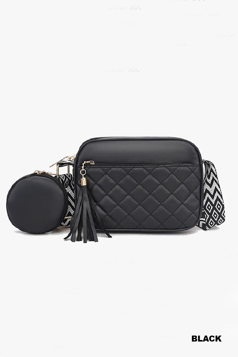 Diamond quited crossbody bag duo coin purse