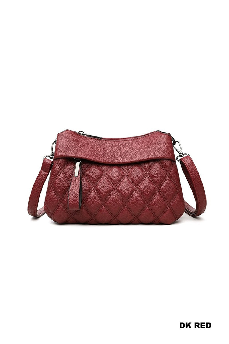 Diamond quilted crossbody shoulder bag