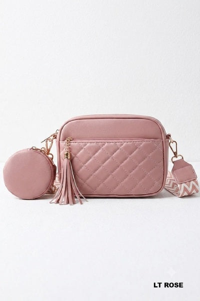Diamond quited crossbody bag duo coin purse