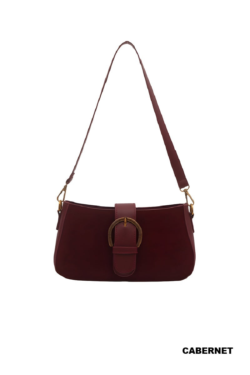 Elegant Suede Retro Buckle Bag