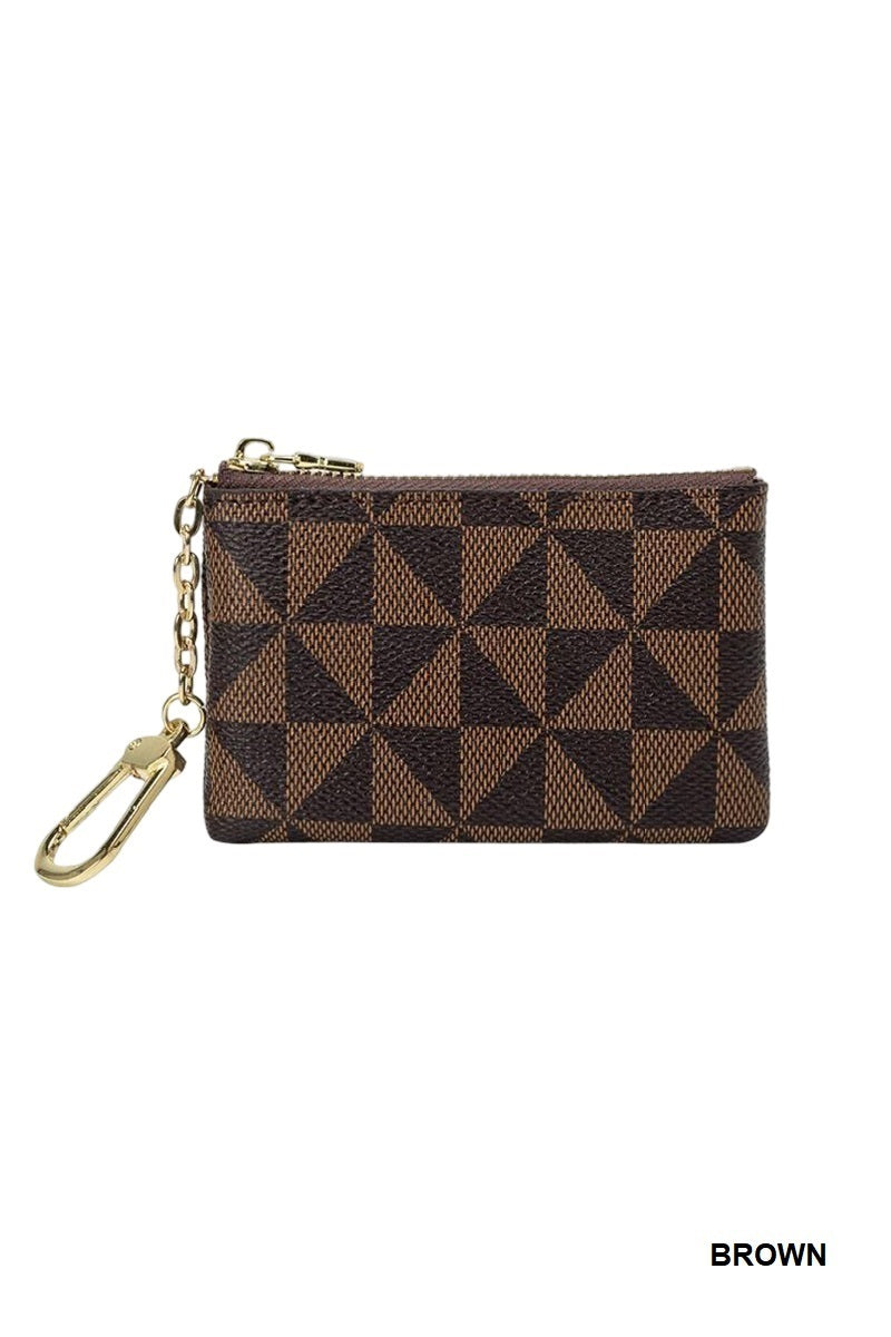 Monogram Vegan Leather Keychain Coin Card Holder