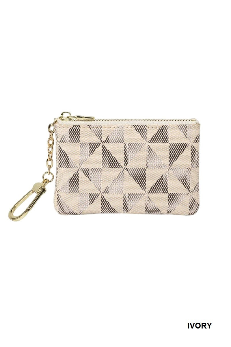 Monogram Vegan Leather Keychain Coin Card Holder