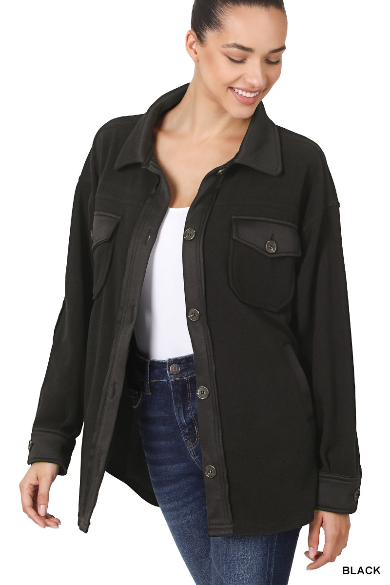Oversized basic fleece shacket