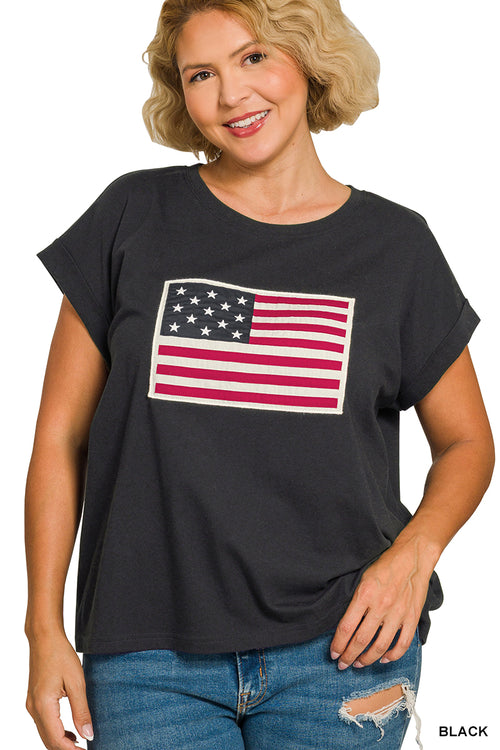 American flag patch tee