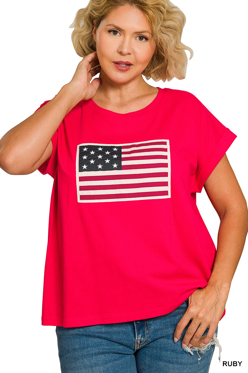 American flag patch tee
