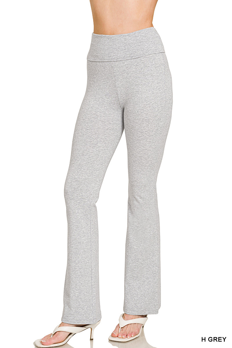 Premium Cotton Fold Over Flare Leg Yoga Flare Pants
