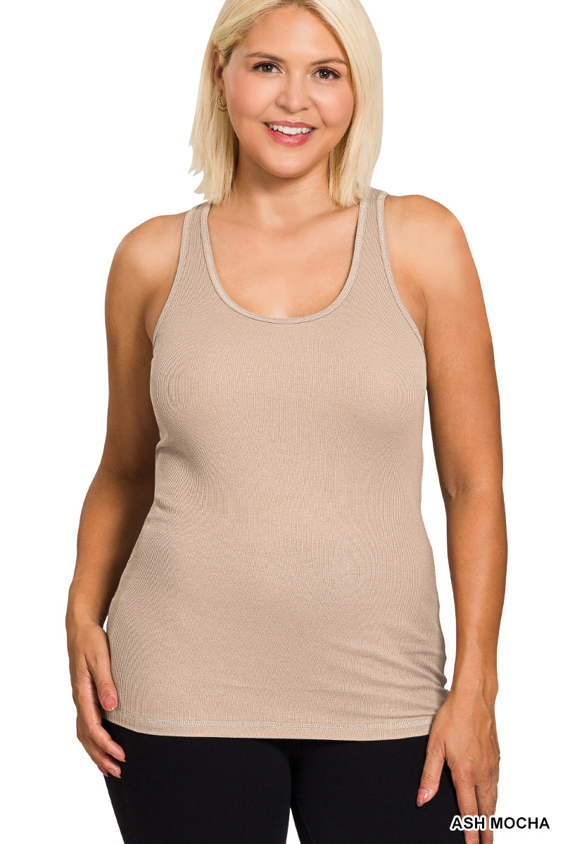 Plus Size Racer back cotton rib tank