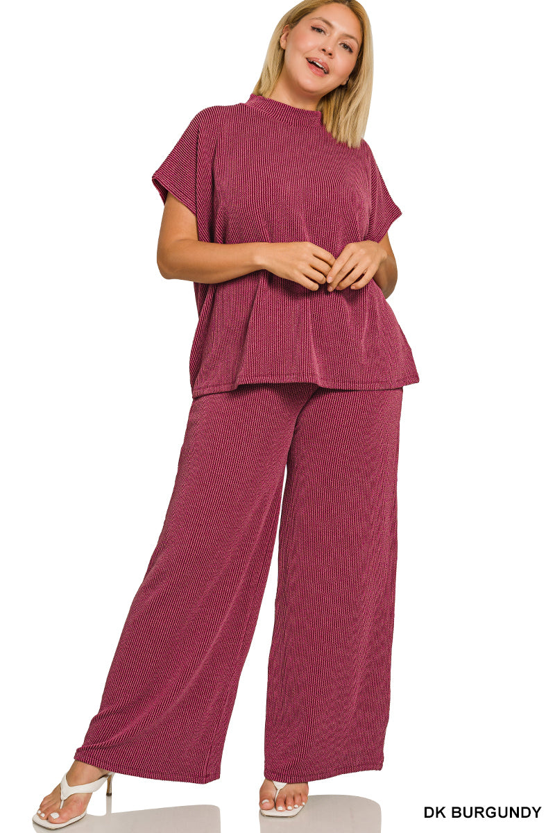 Raised Rib Short Sleeve Tee & Pants Set