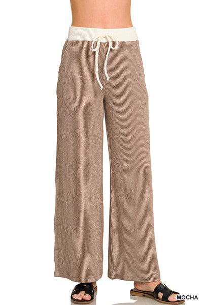 Raised rib casual pants