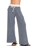 Raised rib striped casual pants