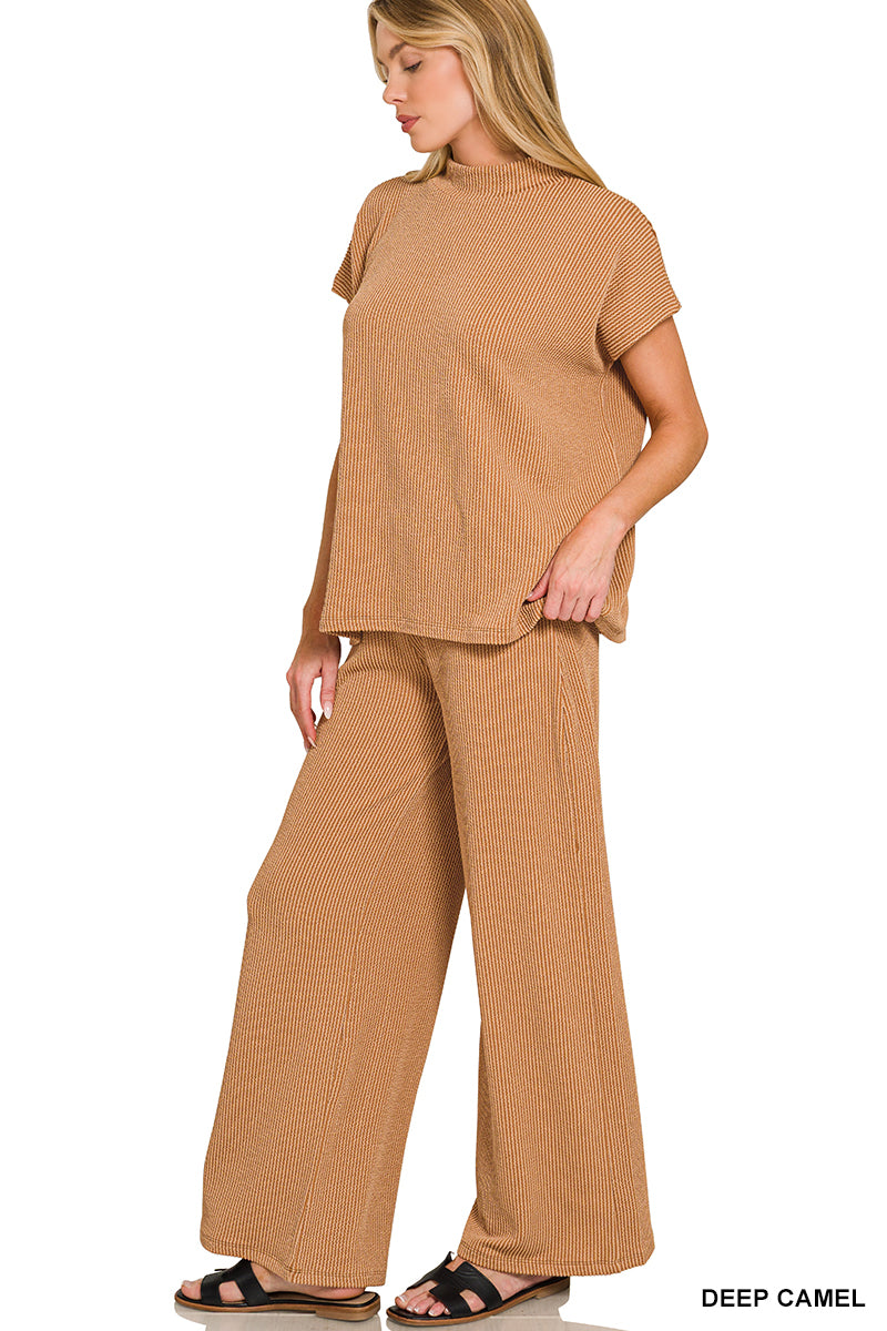 Raised Rib Short Sleeve Tee & Pants Set