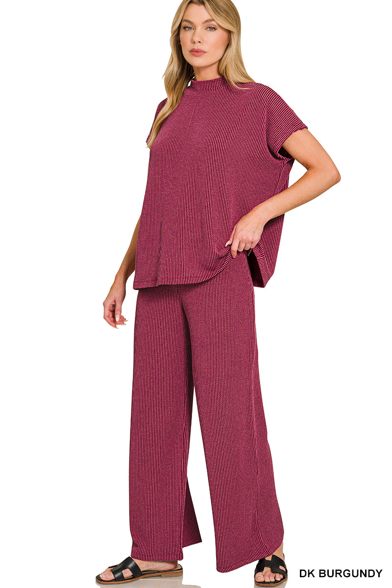 Raised Rib Short Sleeve Tee & Pants Set