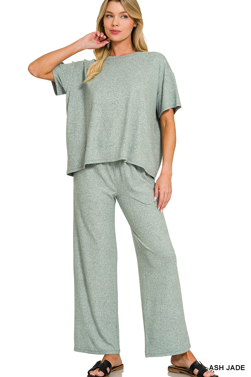 Soft Melange Short Sleeve Tee & Long Pants Set
