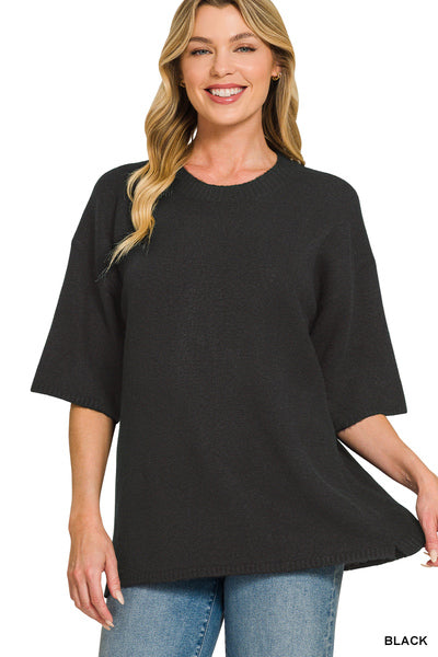 Autumn Vibes- Short sleeve oversized sweater