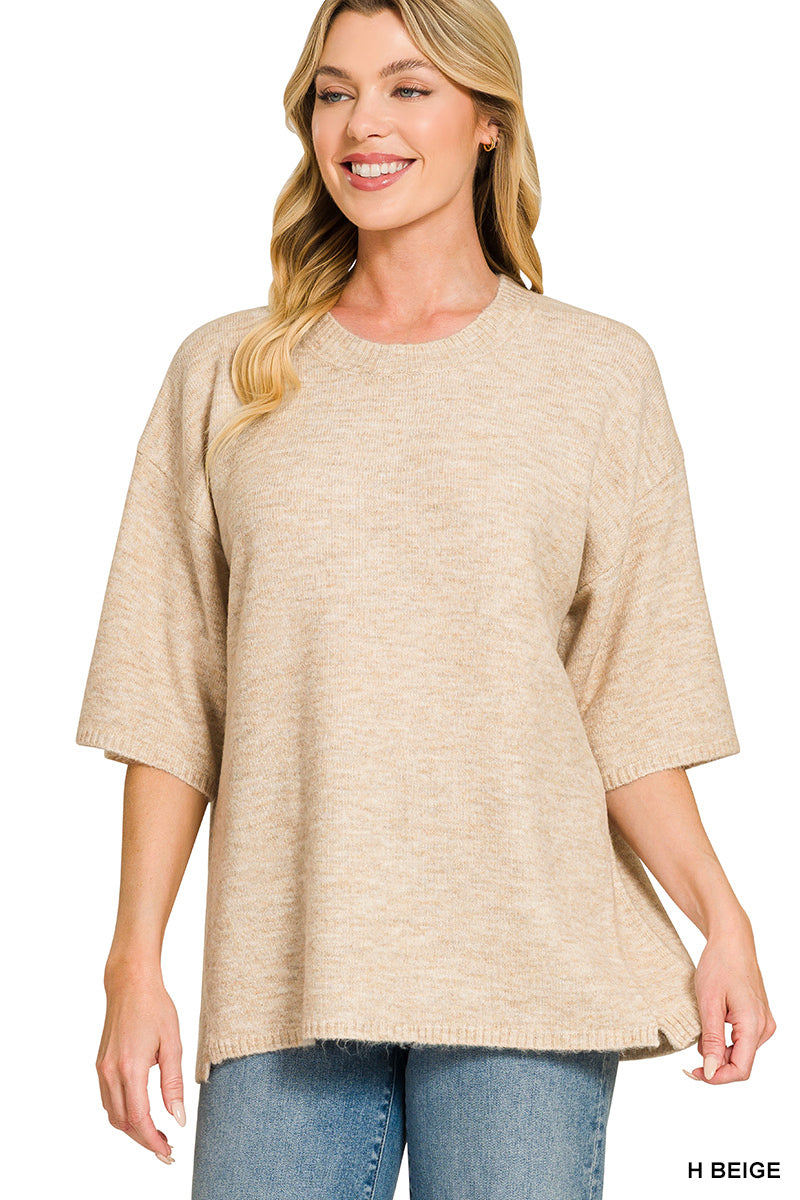 Autumn Vibes- Short sleeve oversized sweater
