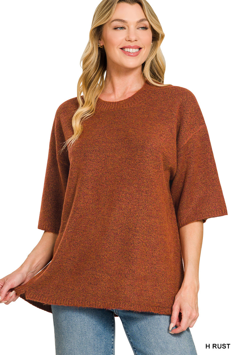 Autumn Vibes- Short sleeve oversized sweater