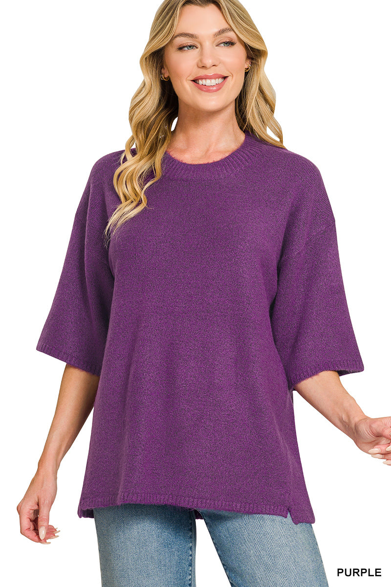 Autumn Vibes- Short sleeve oversized sweater