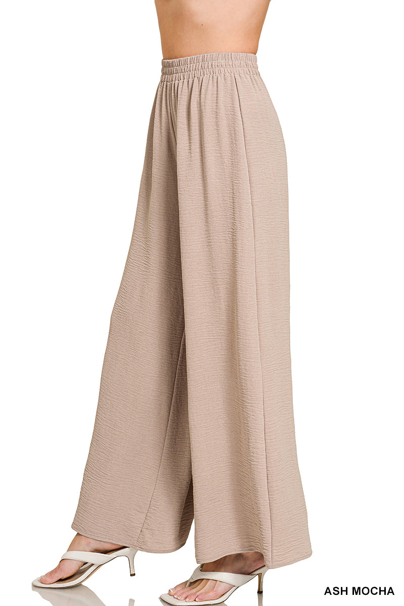 Woven airflow elastic waistband pants