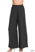 Woven airflow elastic waistband pants