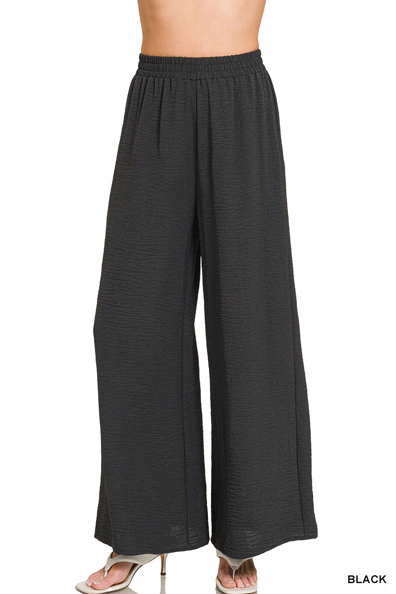 Woven airflow elastic waistband pants