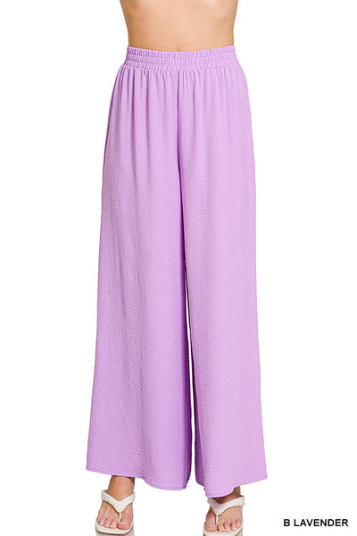 Woven airflow elastic waistband pants
