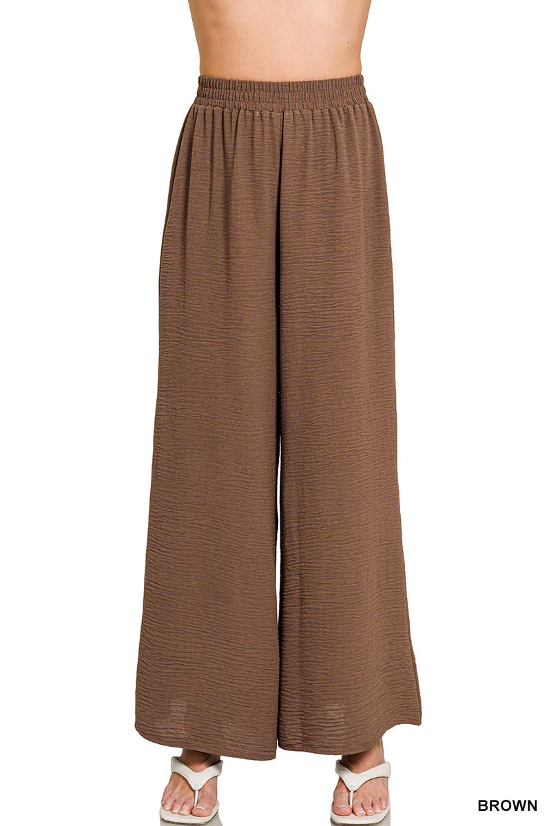 Woven airflow elastic waistband pants