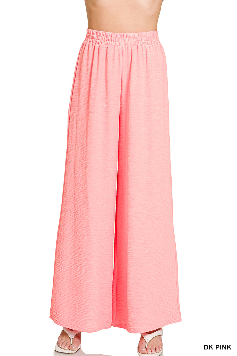 Woven airflow elastic waistband pants
