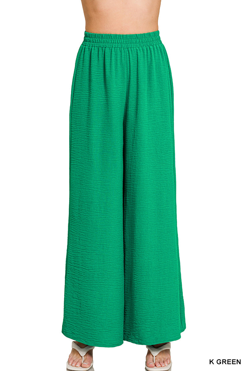 Woven airflow elastic waistband pants