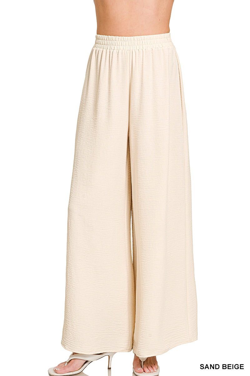 Woven airflow elastic waistband pants