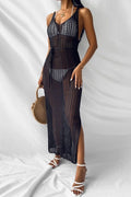 Mesh Slit Beach Dress Backless Swimwear Cover Up