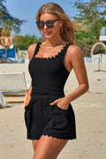 Scalloped Romper Swimsuits One Piece Swimsuit