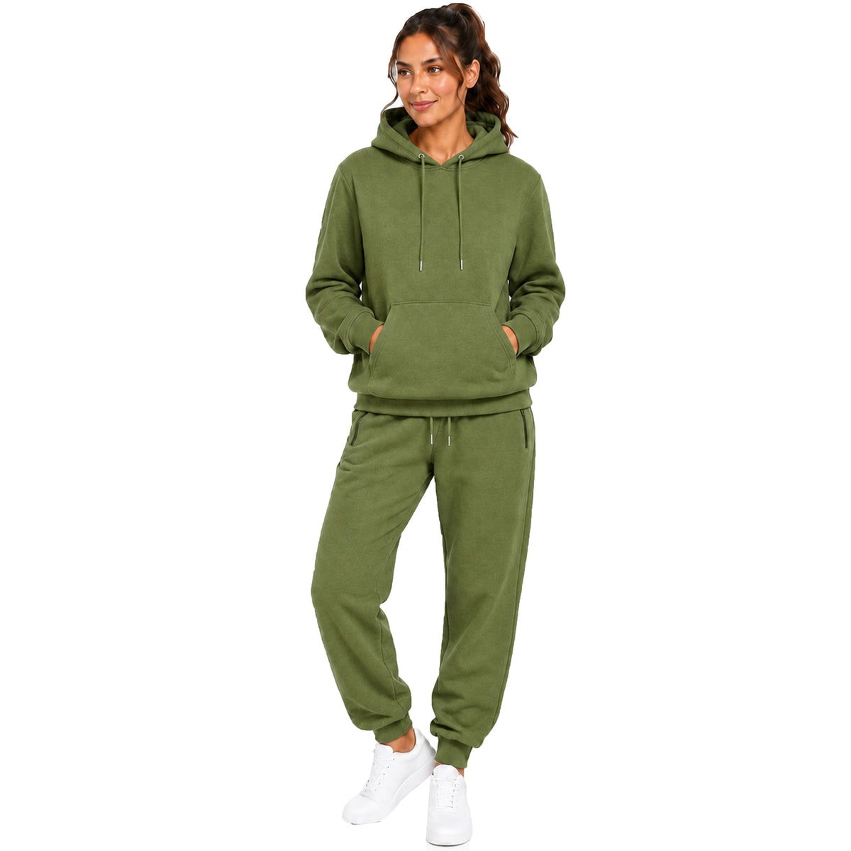 2-piece Fleece-lined Pullover Hoodie & Jogger Set