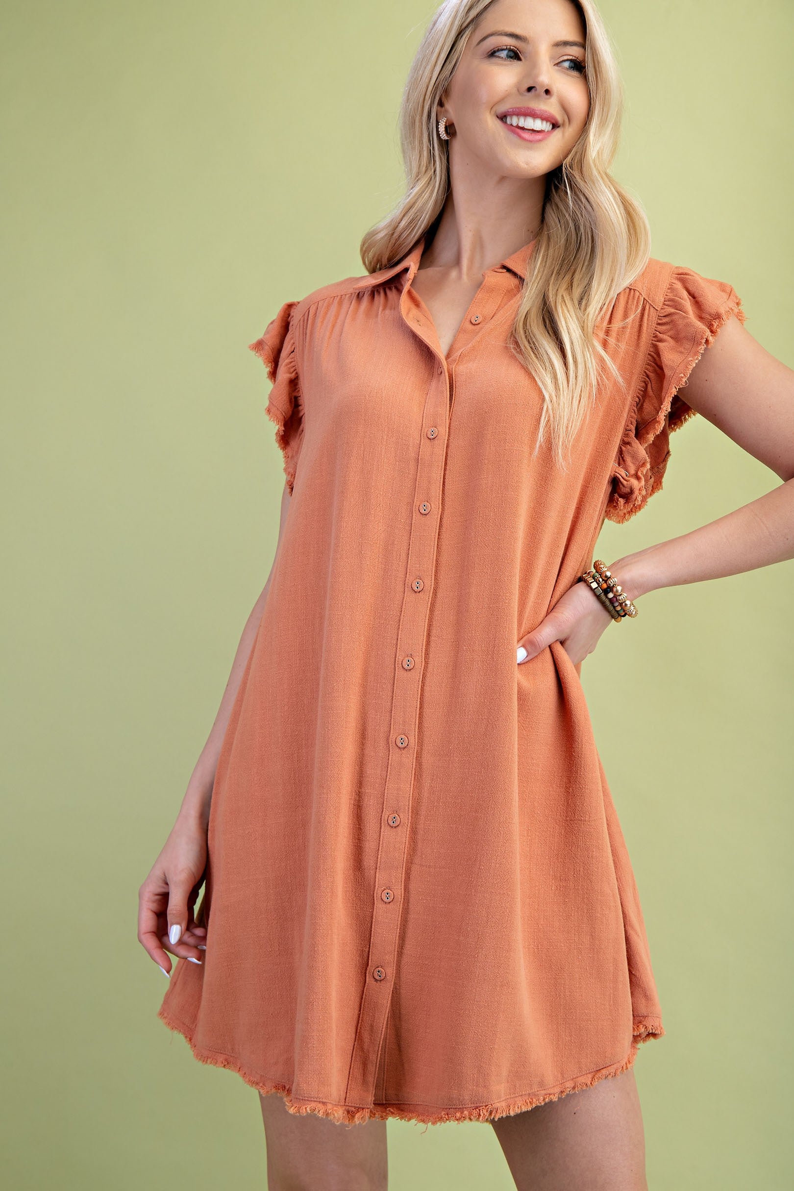 Linen Button Down Shirt Dress
