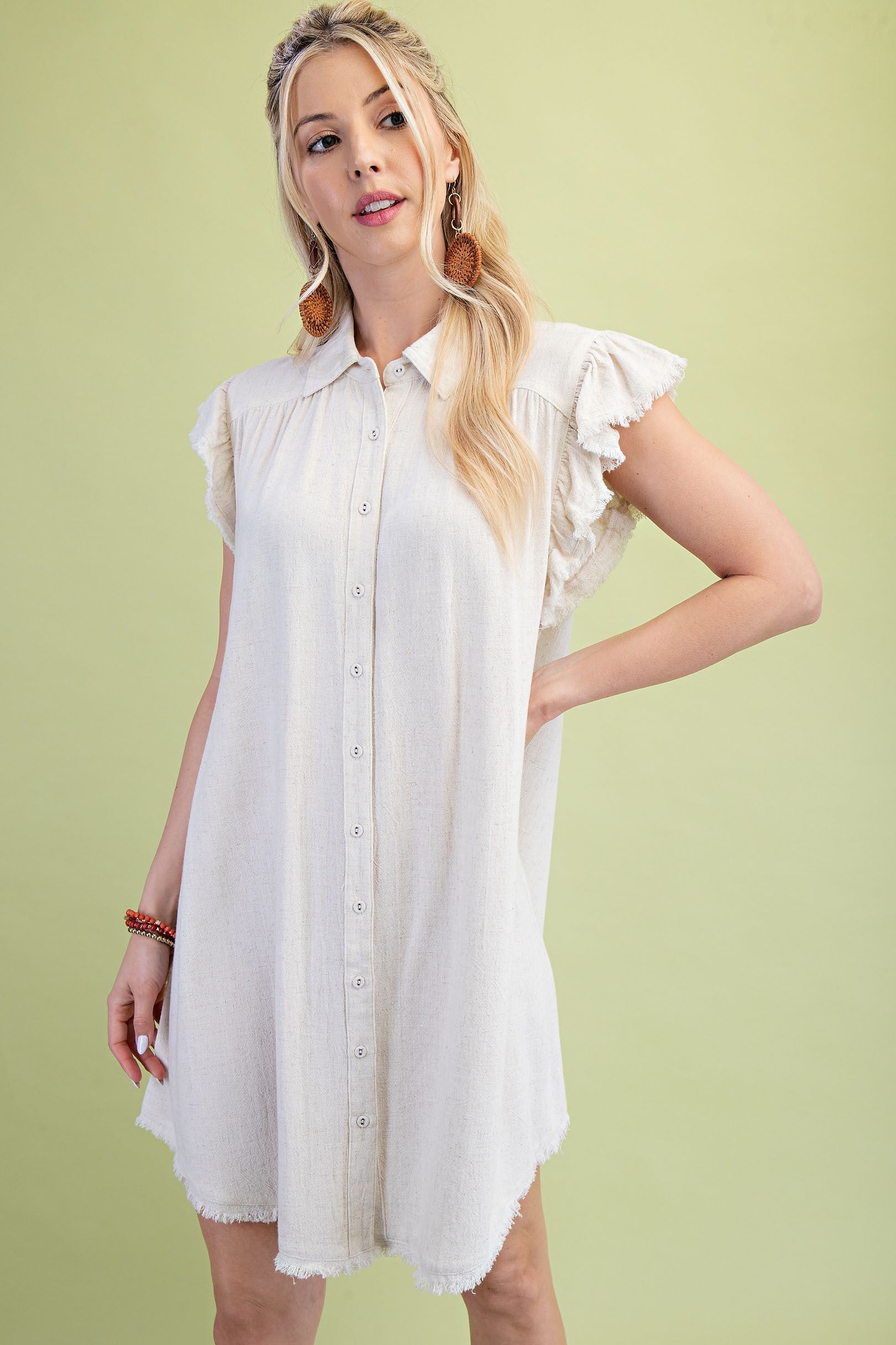 Linen Button Down Shirt Dress