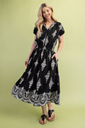 Printed V-neck Midi Dress