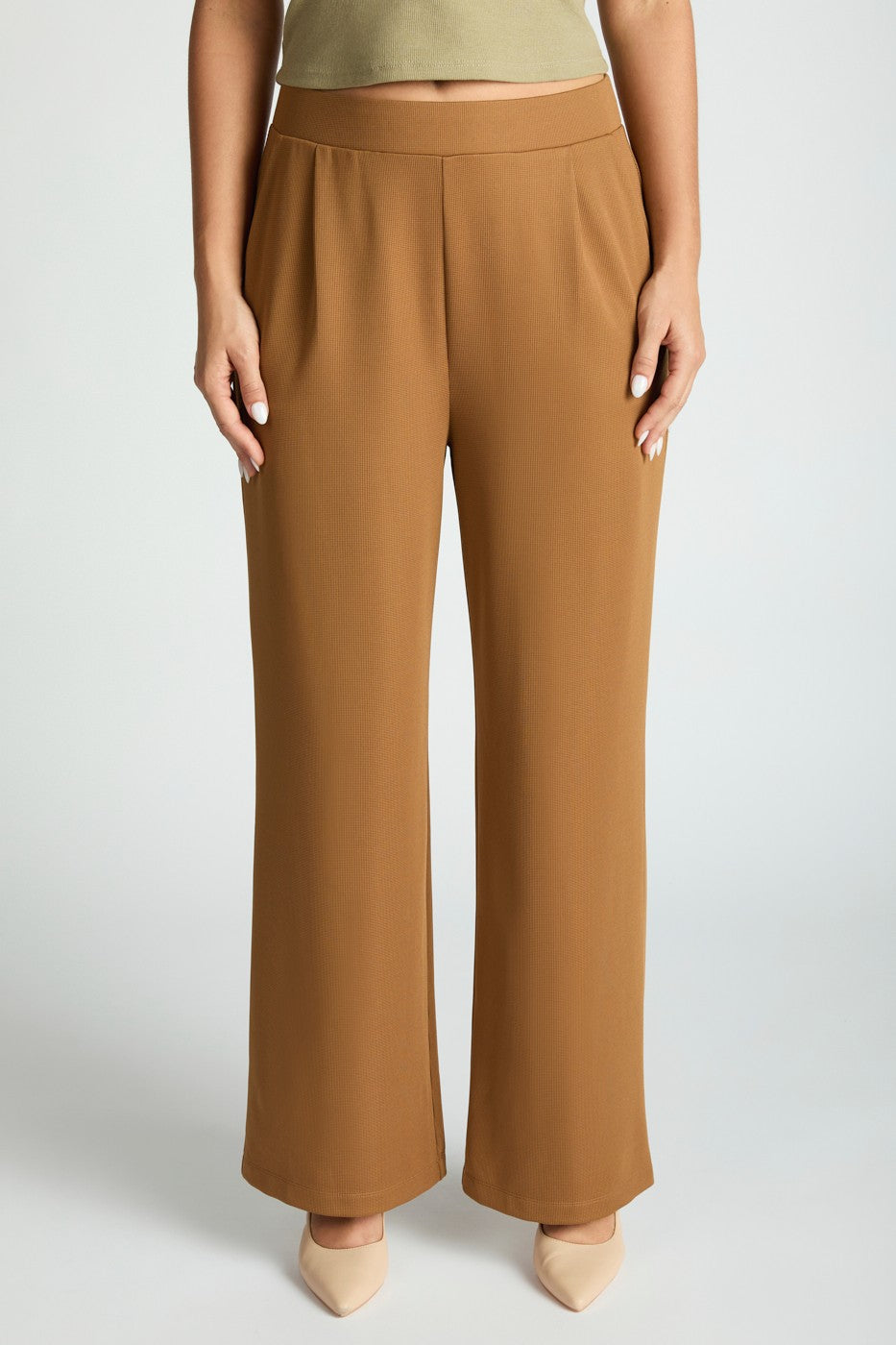 Micro Waffle Textured Bootcut Trouser
