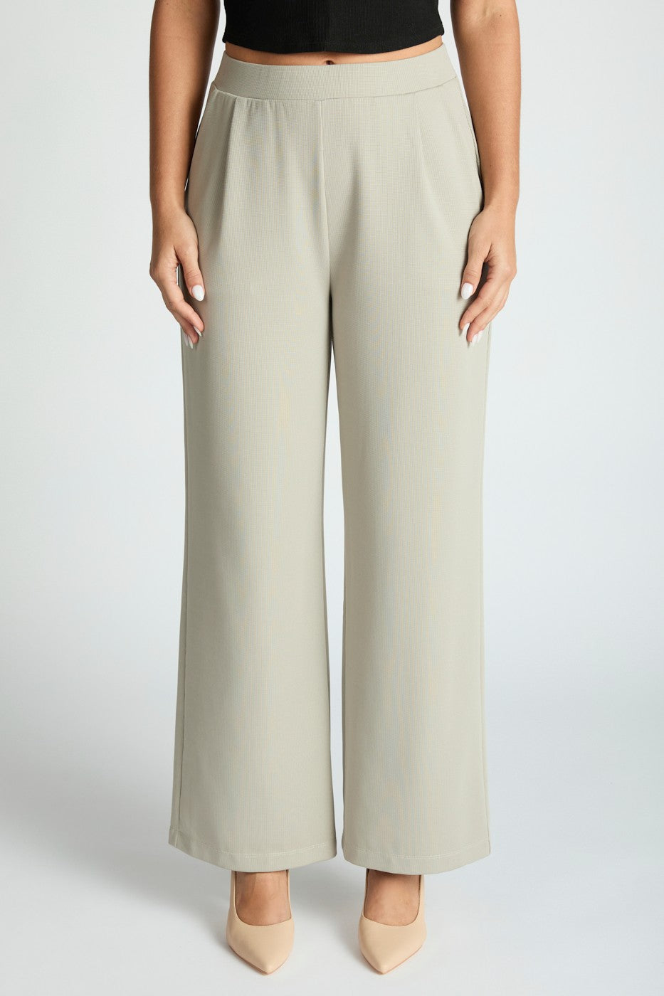 Micro Waffle Textured Bootcut Trouser