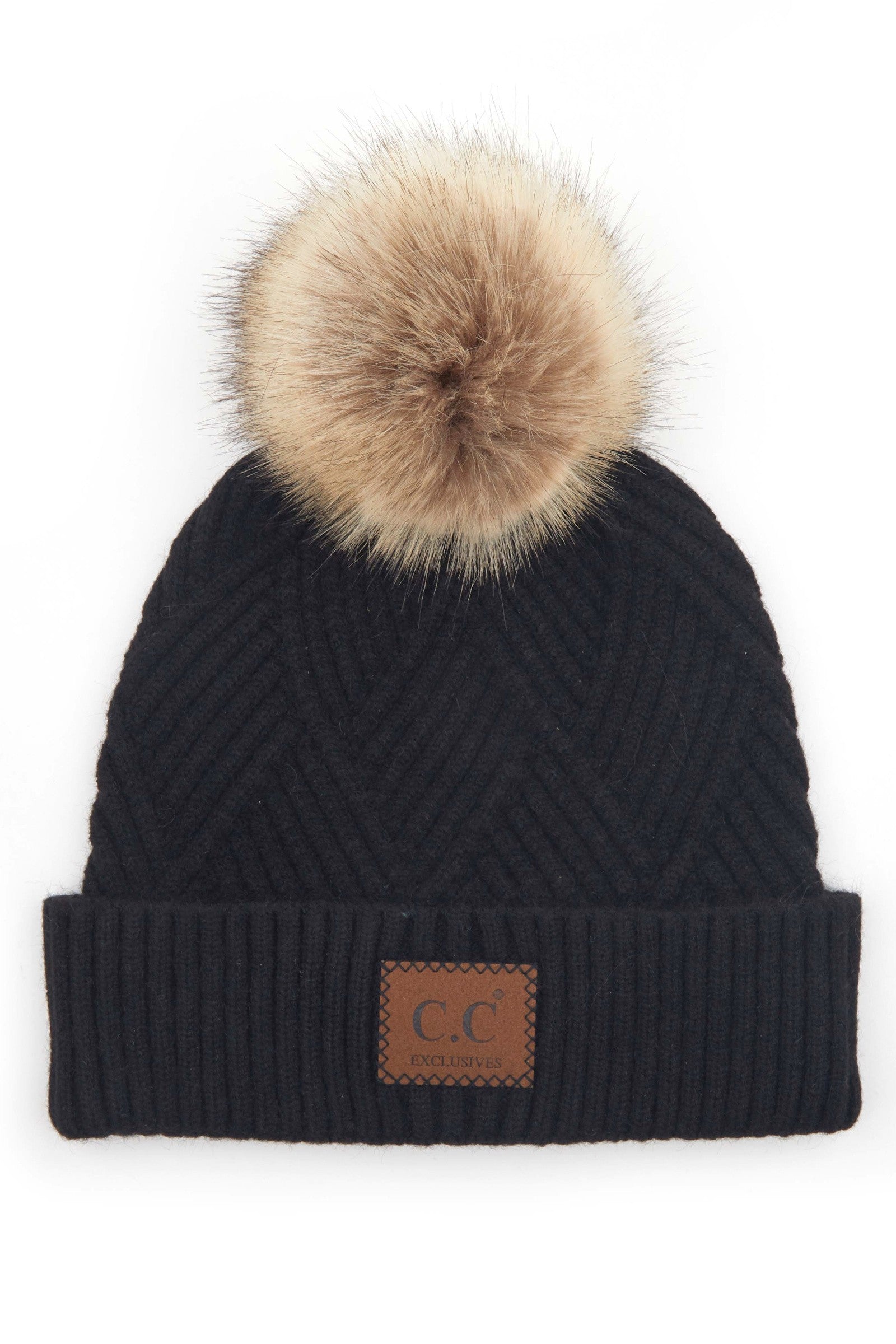 Cc Criss Cross Suede Patch Beanie